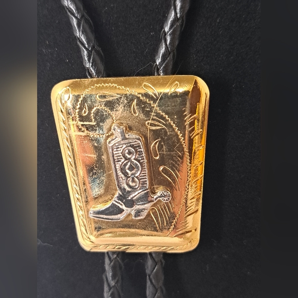 Men or Womens Retro Western Boot, Gold Tone Bolo Tie. - Picture 2 of 3